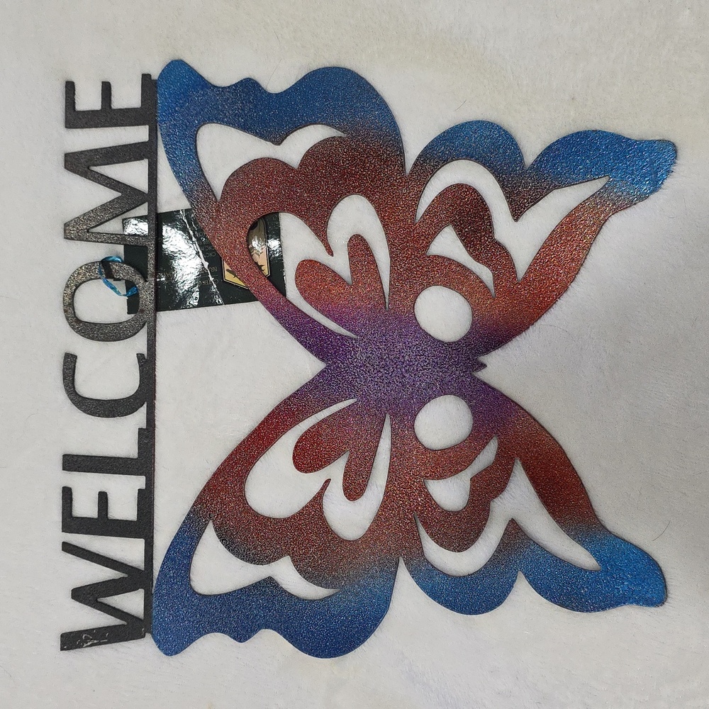Butterfly Welcome Sign - Red and Blue